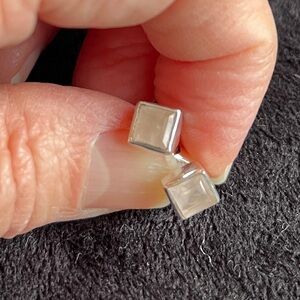 Sterling Silver and Rose Quartz Square Stud Earrings